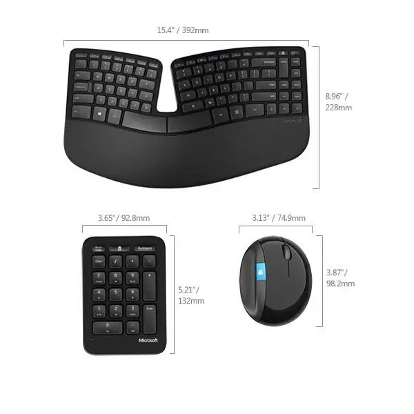 Microsoft sculpt keyboard, mouse and numeric pad combo